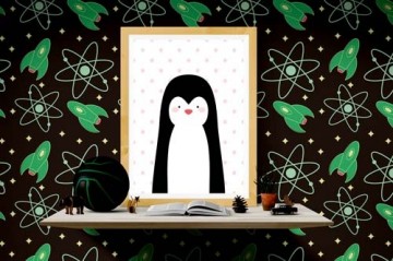 Kinderkamer poster zwart wit met pinquin