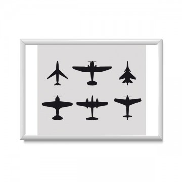 Kinderposter kinderkamerdecoratie vliegtuigen poster zwart wit