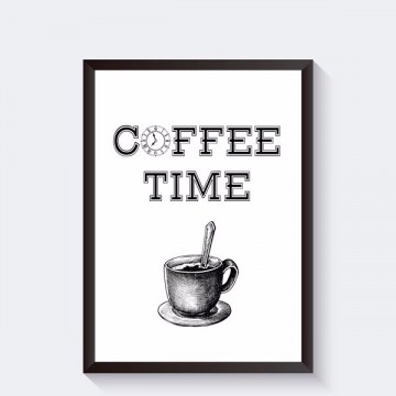 Koffie poster zwart wit vintage stijl