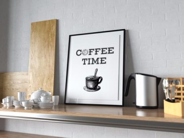 Koffie quote tekst poster zwart wit