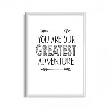 Kraamcadeau babyposter met tekst you are our greatest adventure