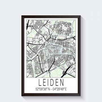 Leiden poster stadskaart met mooie kleuren