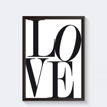 Love poster scandinavisch zwart wit