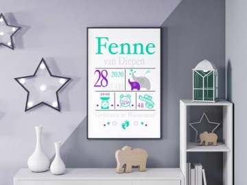 Meisje geboorteposter kraamcadeau kopen