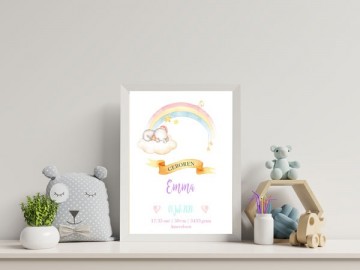 Meisje kraamcadeau geboorteposter bestellen