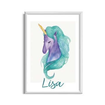 Meisje poster unicorn met naam gepersonaliseerd
