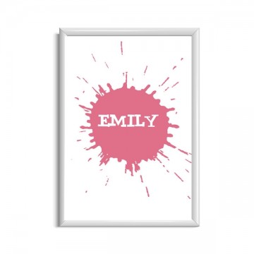Meisjeskamer poster met naam in stoere verfvlek