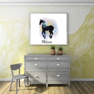 Meisjeskamer poster unicorn met naam gepersonaliseerd