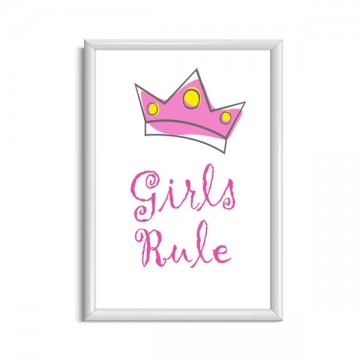 Meisjesposter girls rule roze