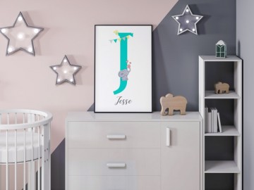 Monogram kinderkamerposter met naam
