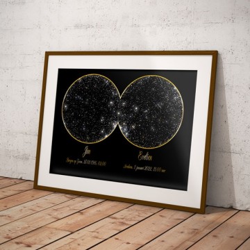 Night sky star map poster