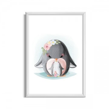 Pinguin poster babykamer
