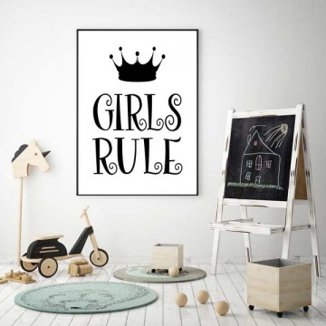 Poster meisje zwart wit girls rule