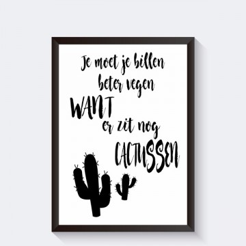 Poster wc toiletposter billen vegen tekst met cactus