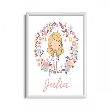 Prinses poster met naam gepersonaliseerd