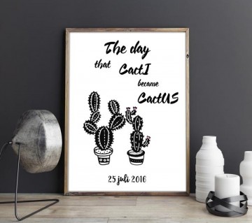 Quote poster zwart wit met cactus 0