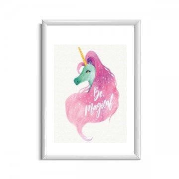 Roze unicorn poster met tekst meisjes kamer