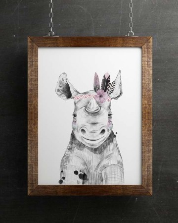 Safari neushoorn kinderkamerposter