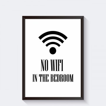 Scandinavische zwart wit poster no wifi in the bedroom slaapkamerdecoratie