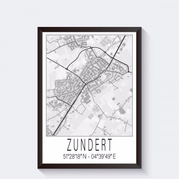 Stad poster van zundert kleur en zwart wit