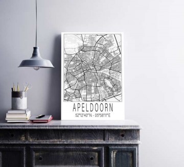 Stadskaart poster apeldoorn zwart wit en kleur