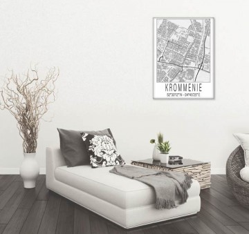 Stadsposter krommenie kleur en zwart wit