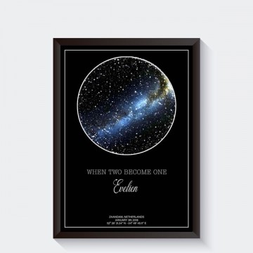 Sterrenhemel geboorteposter gepersonaliseerd zwart