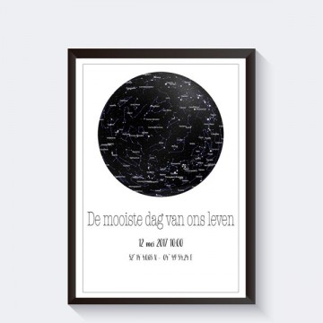Sterrenhemel trouwposter met datum en coordinaten