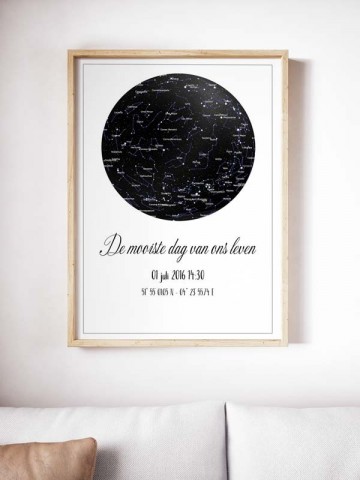 Sterrenposter met datum en trouwdag gepersonaliseerd