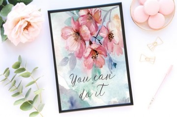 Tekstposter met bloemen you can do it inspirerend