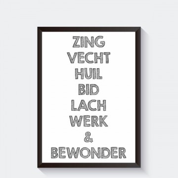 Tekstposter zing bid lach