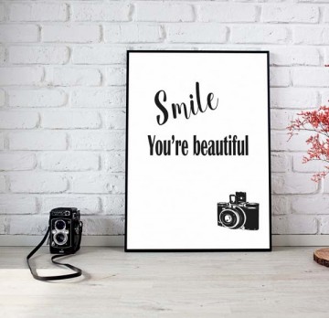Tekstposter zwart wit smile you are beautiful