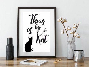 Thuis is waar de kat is frame tafel