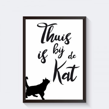 Thuis is waar de kat is frame zwart