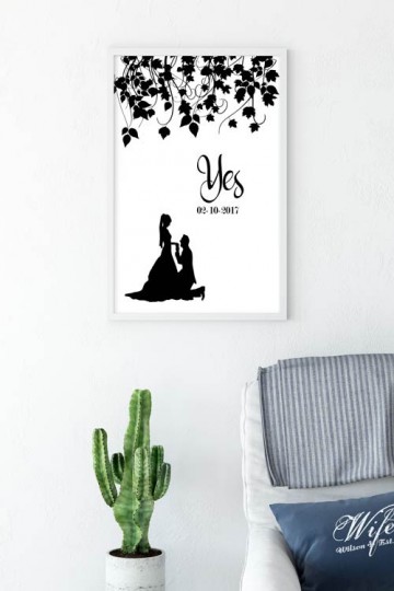 Trouwposter gepersonaliseerd met ja en datum zwart wit