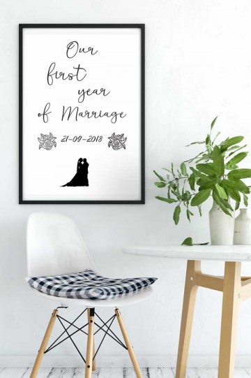 Trouwposter relatie cadeau een jaar getrouwd 0