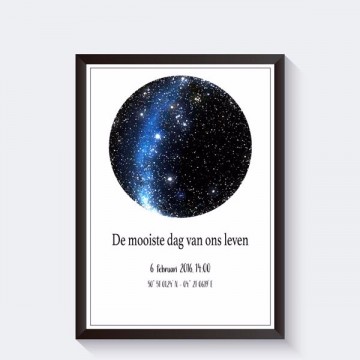 Trouwposter sterrenhemel gepersonaliseerd huwelijkscadeau