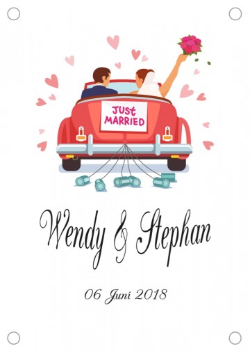 Tuinposter just married autotekengebied 1