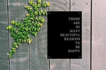 Tuinposter zwart met witte tekst quote