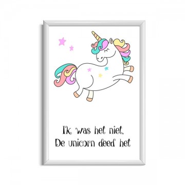 Unicorn kinderkamerposter met grappige tekst de unicorn deed het