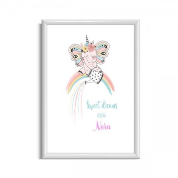 Unicorn olifant poster weet dreams en naam