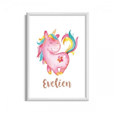 Unicorn poster babykamer of meisjeskamer met naam