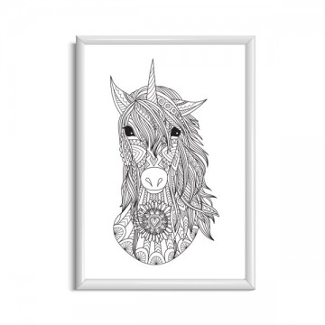 Unicorn poster geometrisch meisjesposter zwart wit