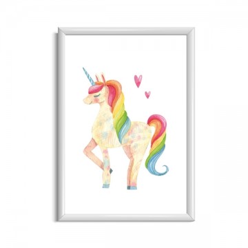 Unicorn poster meisje regenboog kleuren kinderposter