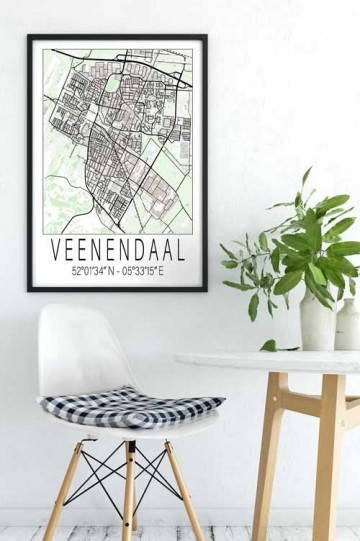Veendendaal stadskaart poster met coordinaten