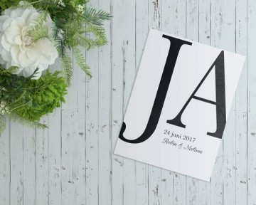 Wij gaan trouwen ja poster zwart wit met namen