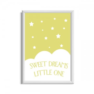 Wolk poster babykamer met tekst sleep well little one
