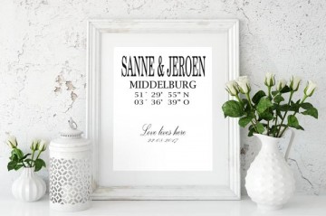 Woonposter plaatsnaam coordinaten housewarming poster