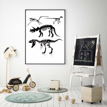 Zwart wit kinderkamer poster dino