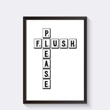 Zwart wit toilet poster tegel letters scandinavisch